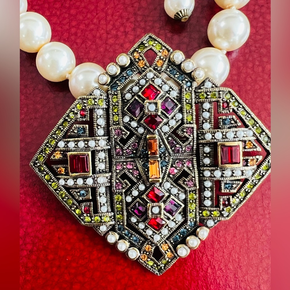 Heidi Daus “Artful Sophistication” vintage necklace & enhancer brooch pin